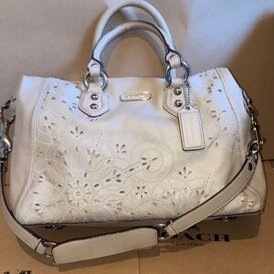 Coach Op Art Punching Flower Leather 2-way bag EUC